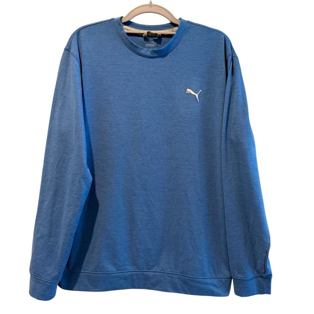Puma Crew Neck Sweatshirt Mens Blue Pullover‎ Long Sleeve Athletic Top Medium